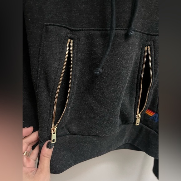 AVIATOR NATION Women’s Dark Grey Hoodie with Smily Face - Size X-Small - Picture 10 of 12